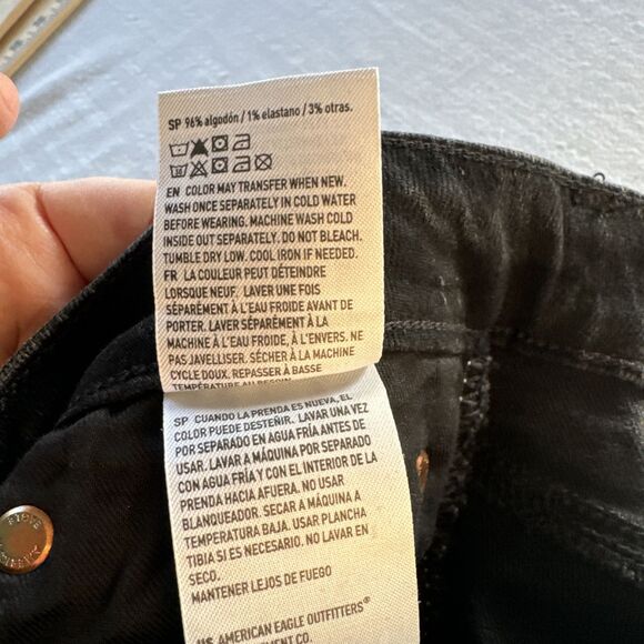 American Eagle Black Jeans Men's 30x36 Athletic Skinny‎ AirFlex Distressed NWT - Picture 9 of 10